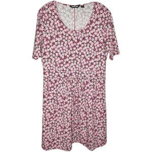 Lands' End Fit & Flatter Gathered Skirt Ditzy Floral Dress  - Multi - M 10-12